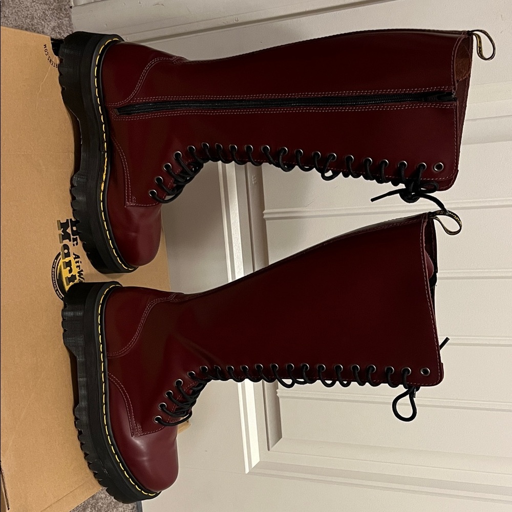 Dr. Martens Britain Women's Lace-Up Cherry Red Boots